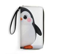 LZQPOEAS Cute Penguin Clutch Wallet, Small Exquisite PU Leather Long Purse Gift for Friends, Zipper Coin Pocket with Patterns, Wristlet Bag for Daily Use