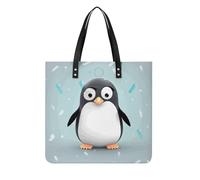 LZQPOEAS Cute Penguin Tote Bag with Magnetic Buckle Reusable Grocery Bags Lightweight Cross Body Handbag for Daily Essentials
