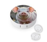 LZQPOEAS Cute Pig Contact Lens Case Portable Contact Case Soak Storage Kit Cute Contact Lens Solution Bottle with Mirror Tweezers Solution Soaking Cases for Daily Travel Outdoor Use