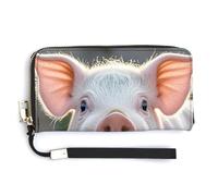 LZQPOEAS Cute Pig Wallets Large Capacity Credit Card Holder Around Clutch Wallet Leather Wristlet Wallet Womens Zipper Wallets Travel Long Purse