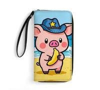 LZQPOEAS Cute Piggy Clutch Wallet, Small Exquisite PU Leather Long Purse Gift for Friends, Zipper Coin Pocket with Patterns, Wristlet Bag for Daily Use