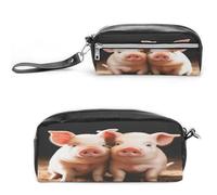 LZQPOEAS Cute Pigs Pen Case Cosmetic Makeup Bag PU Leather Cosmetic Pencil Bags Small Soft Makeup Pouch with Zipper Waterproof Makeup Brush Holder for Women Men Office
