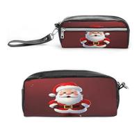 LZQPOEAS Cute Santa Claus Pen Case Cosmetic Makeup Bag PU Leather Cosmetic Pencil Bags Small Soft Makeup Pouch with Zipper Waterproof Makeup Brush Holder for Women Men Office
