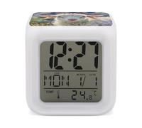 LZQPOEAS Cute Sheep Alarm Clock Desk Clock with 7 Color Changing Night Light Digital Clocks with Temperature Display Sleep Training and Sound Machine for Heavy Sleeper