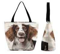 LZQPOEAS Cute Springer Spaniel Tote Bag for Women Lightweight Casual Shoulder Bag Reusable Grocery Shopping Bag Large Capacity Everyday Handbag for Travel Work Gym Office Daily Use