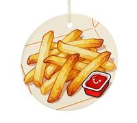 LZQPOEAS Cute Taco Pizza Round Ceramic Pendant Hanging Festival Ornament, Personalized Double Sided Ceramic Home Decor, Lightweight Durable Hanging Ornament Gift for Home, Party, Women Men