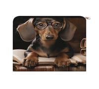LZQPOEAS Dachshund Book Makeup Bag Large Capacity Cosmetic Bag for Women Multi-Function Small Zipper Pouch Portable Travel Toiletry Bags Personalized Makeup Bags for Purse