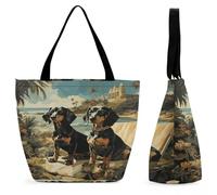 LZQPOEAS Dachshund Dog Bento Tote Bag for Women Lightweight Casual Shoulder Bag Reusable Grocery Shopping Bag Large Capacity Everyday Handbag for Travel Work Gym Office Daily Use