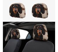 LZQPOEAS Dachshund Dog Car Headrest Covers 2Pcs Universal Car Seat Head Rest Cover Protector Soft Breathable Vehicle Accessories Fabric Head Rest Coverings for Cars Truck Auto