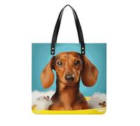 LZQPOEAS Dachshund Dog Tote Bag with Magnetic Buckle Reusable Grocery Bags Lightweight Cross Body Handbag for Daily Essentials