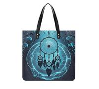 LZQPOEAS Dark Dream Catcher Tote Bag with Magnetic Buckle Reusable Grocery Bags Lightweight Cross Body Handbag for Daily Essentials