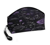 LZQPOEAS Dark Floral Butterfly Makeup Bag Large Capacity Cosmetic Bag for Women Portable Toiletry Bags for Skincare Water-resistant Cosmetic Case PU Leather Travel Cosmetic Organizer