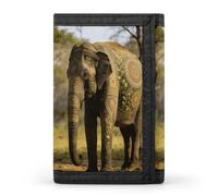 LZQPOEAS Decorative Patterned Elephant Wallet Slim Compact Stylish Trifold Wallet for Men Women Minimalist Front Pocket Travel Divided Billfold