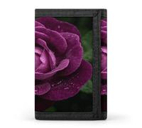 LZQPOEAS Deep Purple Rose Wallet Slim Compact Stylish Trifold Wallet for Men Women Minimalist Front Pocket Travel Divided Billfold
