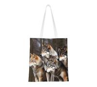 LZQPOEAS Different colored wolves Canvas Tote Bag Reusable Grocery Bags Shopping Bags Large Canvas Bags with Handles