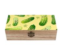 LZQPOEAS Dill Pickles Pattern Wooden Storage Box Small Decorative Box with Hinged Lid Handmade Elegant Keepsake Storage Box for Jewelry, Photos, Trinkets, Letter Gifts, Small Heirlooms