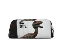 LZQPOEAS Dinosaur Bicycle Pencil Case Leather Pen Bag Travel Makeup Bag Zipper Organizer Bag for Women Men