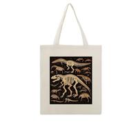 LZQPOEAS Dinosaur Skeleton Print Canvas Tote Bag Cotton Grocery Shopping Cloth Bags Cute Aesthetic Tote Bag Lightweight Reusable Shoulder Bags for Shopping Grocery Beach Picnic Wedding Favors