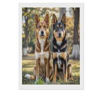 LZQPOEAS Dogs Sitting Together Diamond Art Kits for Adults DIY Paint with Round Full Drill Diamond Dots Gem Painting for Beginners Crafts Paintings for Home Wall Decor Personalized Diamond Art