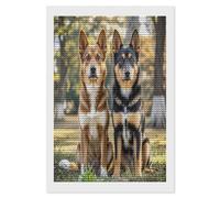 LZQPOEAS Dogs Sitting Together Diamond Art Kits for Adults DIY Paint with Round Full Drill Diamond Dots Gem Painting for Beginners Crafts Paintings for Home Wall Decor Personalized Diamond Art