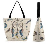 LZQPOEAS Dream Catcher And Moon Tote Bag for Women Lightweight Casual Shoulder Bag Reusable Grocery Shopping Bag Large Capacity Everyday Handbag for Travel Work Gym Office Daily Use