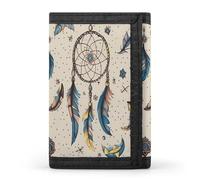 LZQPOEAS Dream Catcher And Moon Trifold Wallet for Men Slim Minimalist Front Pocket Modern Fashion Wallet Extra Capacity Credit Card Holder Cards Purse