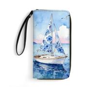 LZQPOEAS Dream of The Sea Clutch Wallet, Small Exquisite PU Leather Long Purse Gift for Friends, Zipper Coin Pocket with Patterns, Wristlet Bag for Daily Use