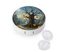 LZQPOEAS Dried Tree Pumpkin Lantern Contact Lens Case Leak-proof Portable Travel Size Cute Contact Lenses Case Mini Contact Lens Soak Storage Kit with Mirror Daily Vision Care And Outdoor Use