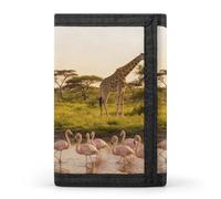 LZQPOEAS Elephant, Flamingo, Giraffe Wallet Slim Compact Stylish Trifold Wallet for Men Women Minimalist Front Pocket Travel Divided Billfold