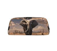 LZQPOEAS elephant Pencil Case Leather Pen Bag Travel Makeup Bag Zipper Organizer Bag for Women Men
