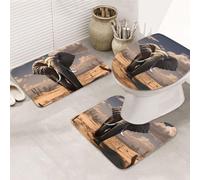 LZQPOEAS Elephant Print Bathroom Rug Set 3 Piece Includes Non Slip Bath Mat, Contour Mat and Toilet Lid Cover Ultra Soft Microfiber Bathroom Floor Mats Set