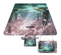 LZQPOEAS Emerald Enchanted Realm Picnic Blanket Outdoor, Square Foldable Lightweight Waterproof Beach Mat (58.3" X 58.3"), Portable Travel Rug for Beach, Camping, Lawn, Parks & Family Picnics