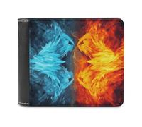 LZQPOEAS Fire Vs Ice Art Wallet Extra Capacity Slim Bifold Wallet with Multiple Card Slots Men's Leather Wallets Travel Billfold