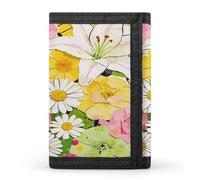 LZQPOEAS Floral Collage Wallet Slim Compact Stylish Trifold Wallet for Men Women Minimalist Front Pocket Travel Divided Billfold
