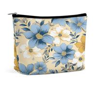 LZQPOEAS Floral Pattern Print Makeup Bag Large Capacity Leather Cosmetic Bags Portable Travel Toiletry Bag Personalized Aesthetic Make Up Bag Versatile Zipper Makeup Pouch for Women
