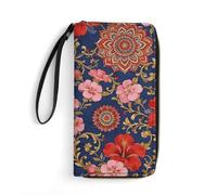 LZQPOEAS Floral Print Clutch Wallet, Small Exquisite PU Leather Long Purse Gift for Friends, Zipper Coin Pocket with Patterns, Wristlet Bag for Daily Use