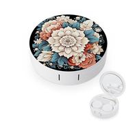 LZQPOEAS Floral Print Contact Lens Case Portable Contact Case Soak Storage Kit Cute Contact Lens Solution Bottle with Mirror Tweezers Solution Soaking Cases for Daily Travel Outdoor Use