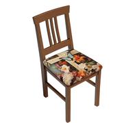 LZQPOEAS Flower Branches on the Cross Square Stool Covers Four Pieces Stretch Bar Stool Seat Covers Removable Chair Cover Protector Soft Milk Silk Stool Slipcover Washable Square Stool Cushion Cover