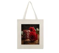 LZQPOEAS Flower Decorations Canvas Tote Bag Cotton Grocery Shopping Cloth Bags Cute Aesthetic Tote Bag Lightweight Reusable Shoulder Bags for Shopping Grocery Beach Picnic Wedding Favors
