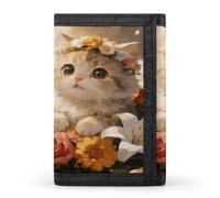 LZQPOEAS Flower Fell Into Miao's Arms. Wallet Slim Compact Stylish Trifold Wallet for Men Women Minimalist Front Pocket Travel Divided Billfold