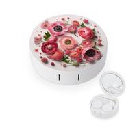 LZQPOEAS Flowers in A Circle Contact Lens Case Portable Contact Case Soak Storage Kit Cute Contact Lens Solution Bottle with Mirror Tweezers Solution Soaking Cases for Daily Travel Outdoor Use