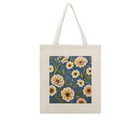 LZQPOEAS Flowers on Background Canvas Tote Bag Cotton Grocery Shopping Cloth Bags Cute Aesthetic Tote Bag Lightweight Reusable Shoulder Bags for Shopping Grocery Beach Picnic Wedding Favors