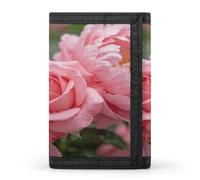 LZQPOEAS Flowers Pink Wallet Slim Compact Stylish Trifold Wallet for Men Women Minimalist Front Pocket Travel Divided Billfold