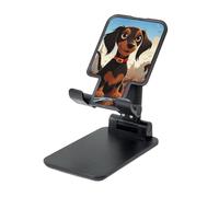 LZQPOEAS Folding Cell Phone Stand for Desk - Height Adjustable Cell Phone Holder Portable Cellphone Cradle for Office I Love My Dog Dachshunds Phone Stand Desktop Tablet Stand/ipad Stand, Black
