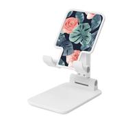 LZQPOEAS Folding Cell Phone Stand for Desk - Height Adjustable Cell Phone Holder Portable Cellphone Cradle for Office Watercolor Monstera Pattern Phone Stand Desktop Tablet Stand/ipad Stand, White