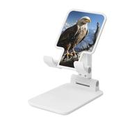 LZQPOEAS Folding Cell Phone Stand for Desk - Height Adjustable Cell Phone Holder Portable Cellphone Cradle for Office A Lone Eagle Phone Stand Desktop Tablet Stand/ipad Stand, White