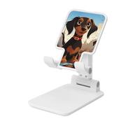 LZQPOEAS Folding Cell Phone Stand for Desk - Height Adjustable Cell Phone Holder Portable Cellphone Cradle for Office I Love My Dog Dachshunds Phone Stand Desktop Tablet Stand/ipad Stand, White