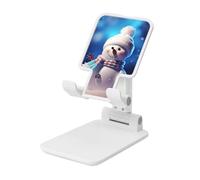LZQPOEAS Folding Cell Phone Stand for Desk - Height Adjustable Cell Phone Holder Portable Cellphone Cradle for Office Merry Christmas Snowman Phone Stand Desktop Tablet Stand/ipad Stand, White
