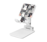 LZQPOEAS Folding Cell Phone Stand for Desk - Height Adjustable Cell Phone Holder Portable Cellphone Cradle for Office Cute Funny Grey Cats Pattern Phone Stand Desktop Tablet Stand/ipad Stand, White