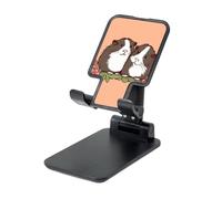 LZQPOEAS Folding Cell Phone Stand for Desk - Height Adjustable Cell Phone Holder Portable Cellphone Cradle for Office Two Guinea Pigs Hanging Out Phone Stand Desktop Tablet Stand/ipad Stand, Black